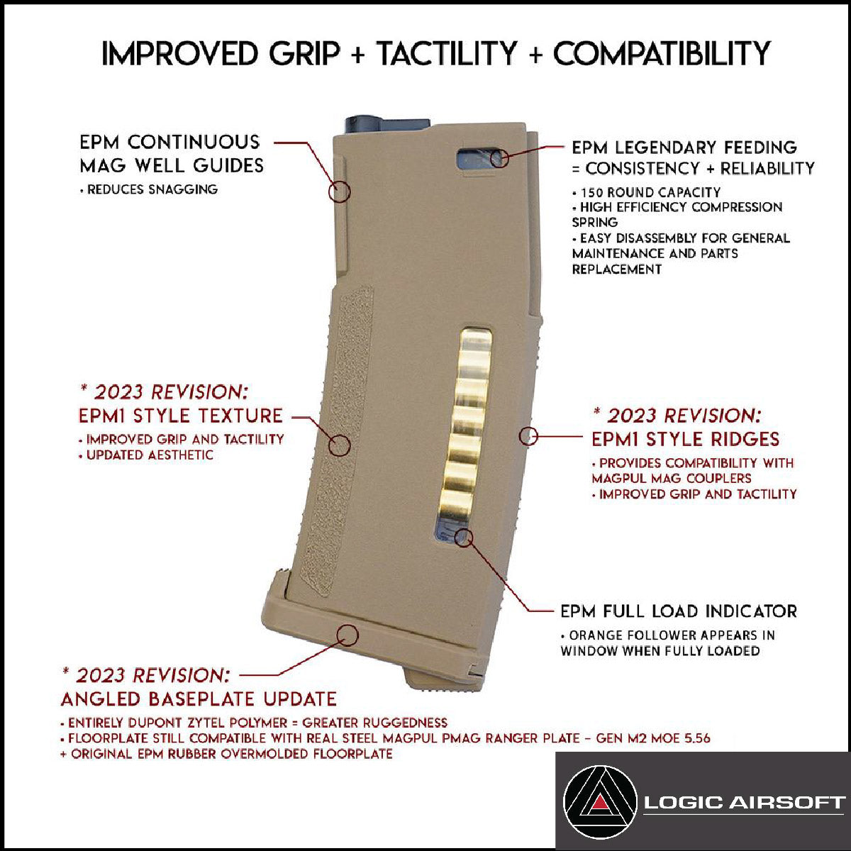PTS Enhanced Polymer Mid-Cap Magazine for M4 Series Airsoft AEG Rifles