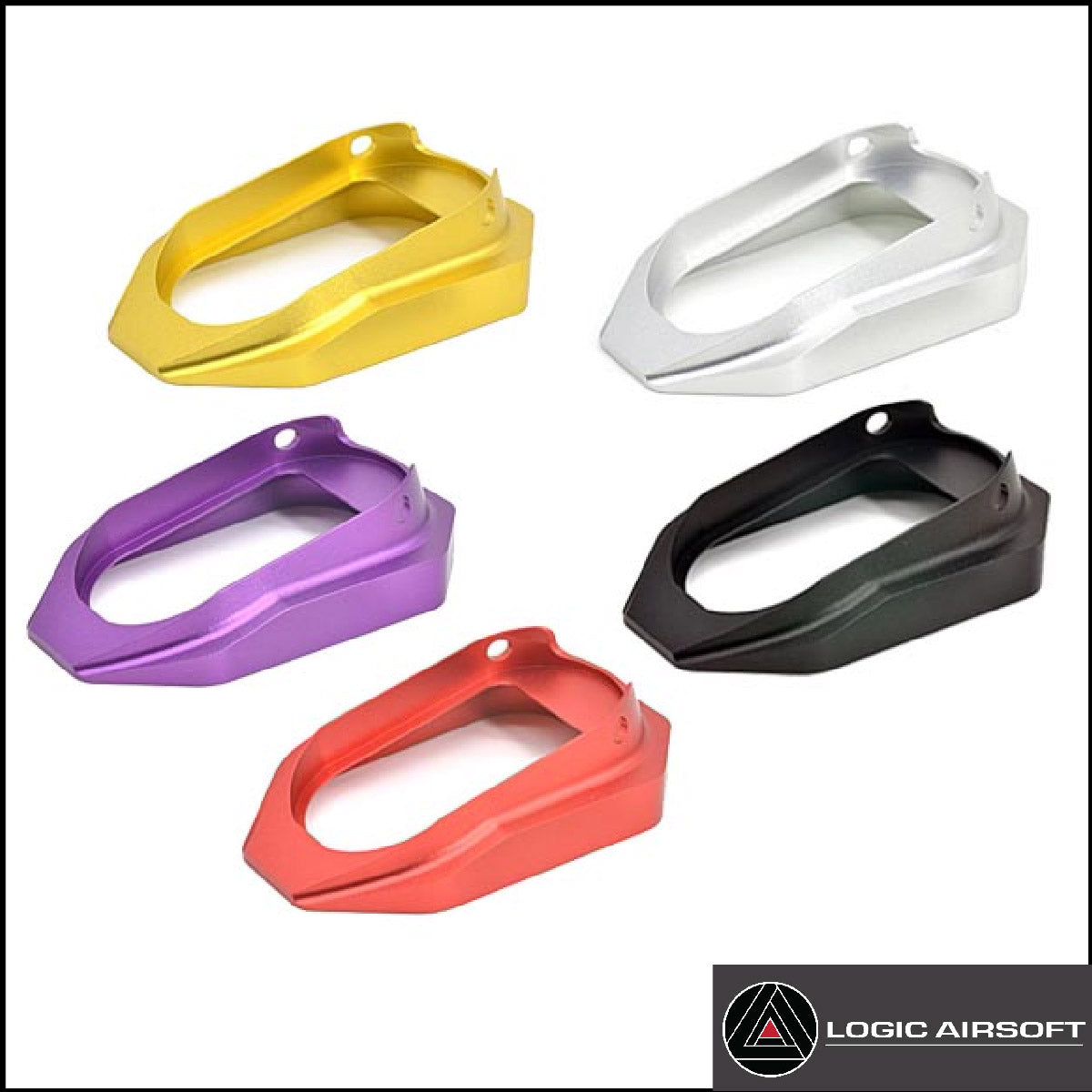 Aluminum magwell set, Type 2, anodized gold, silver, purple, red, black frames