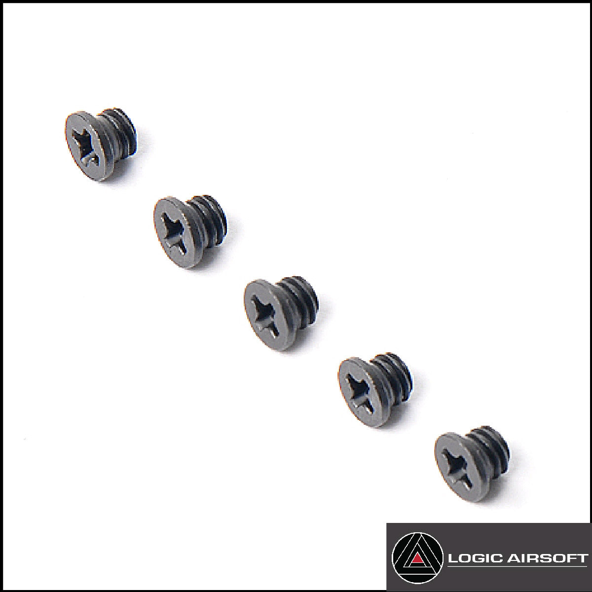 Logic Airsoft black metal screws with hex socket heads, 5-piece set