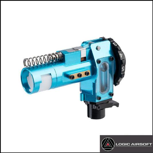 EMG x Maxx M4E Hopup Chamber, blaues Gehäuse, Feder und Einstellbereich