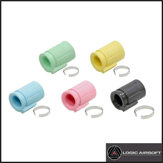 Hop-up bucking parts with included metal clips; multiple color options shown