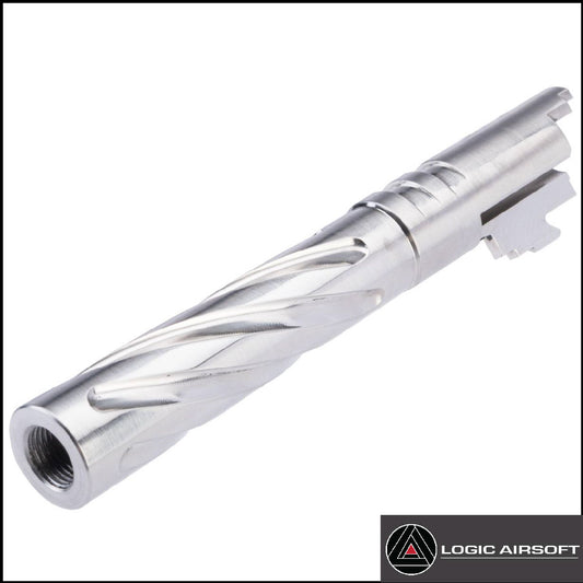 5KU Silver Tornado Stainless Fluted Outer Barrel for Tokyo Marui Hi-Capa Airsoft Pistols