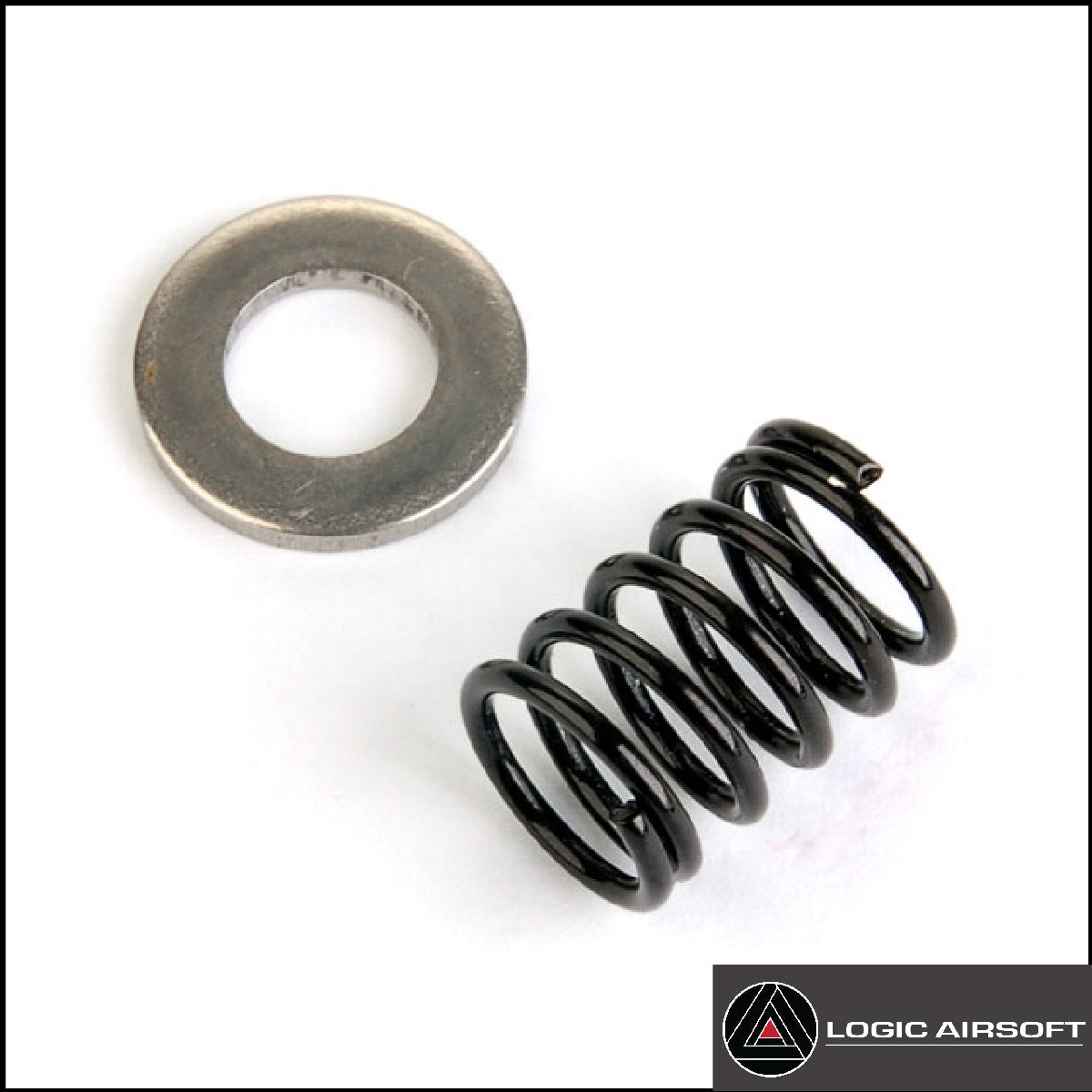 Hi-capa recoil spring and metal shim: black coil spring with silver washer