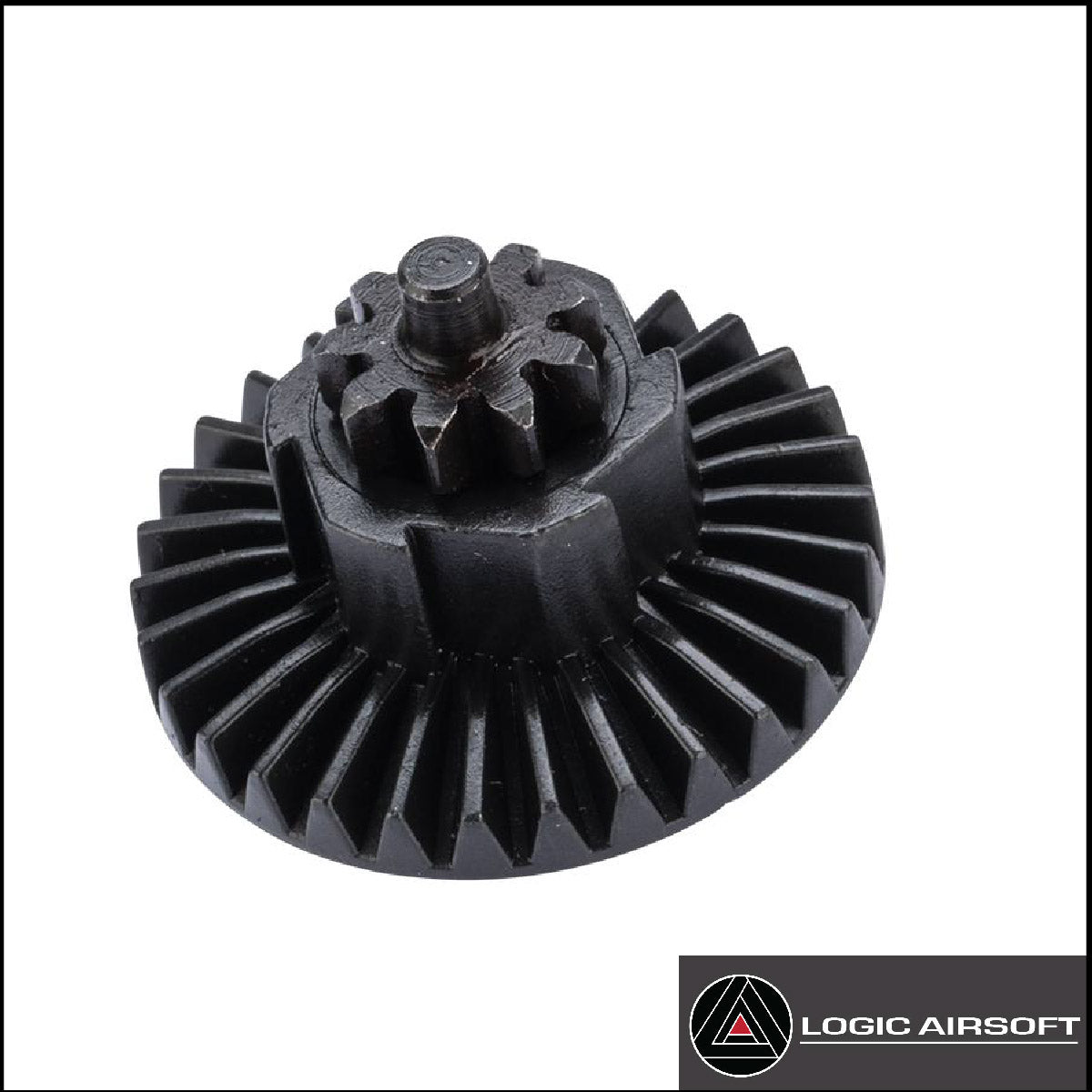 ZCI Steel 9-tooth bevel gear for AEG gearbox, dark steel, spoked teeth.